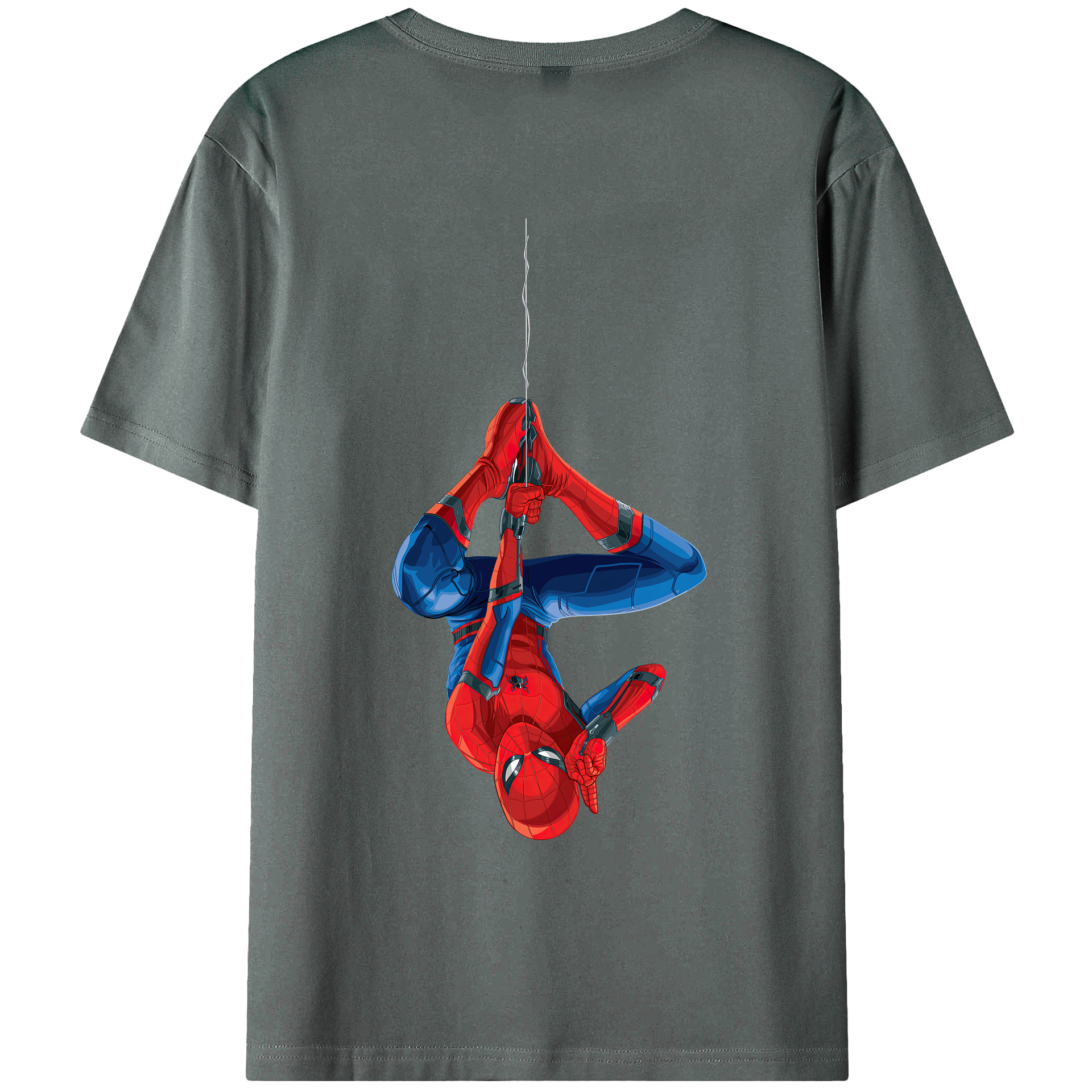 （画像用） Spider Man スパイダーマン 綿100％ メンズ半袖Tシャツ（バックプリント） 通気性